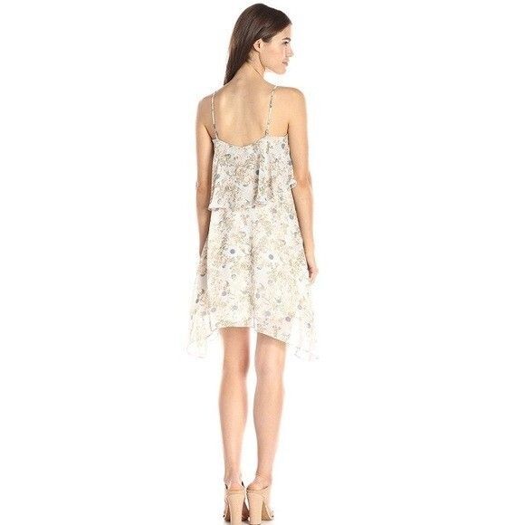 BCBGeneration women Short Strappy Mini Dress Large Pink Blossom Ruffle $138 - Picture 2 of 9